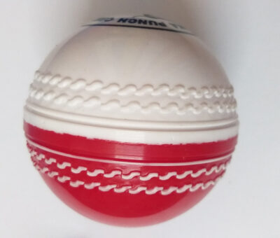 red and white cricket punch ball